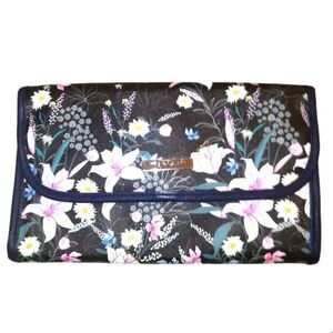 𝅺TAHARI Dark Floral Folding Cosmetic Bag NWT